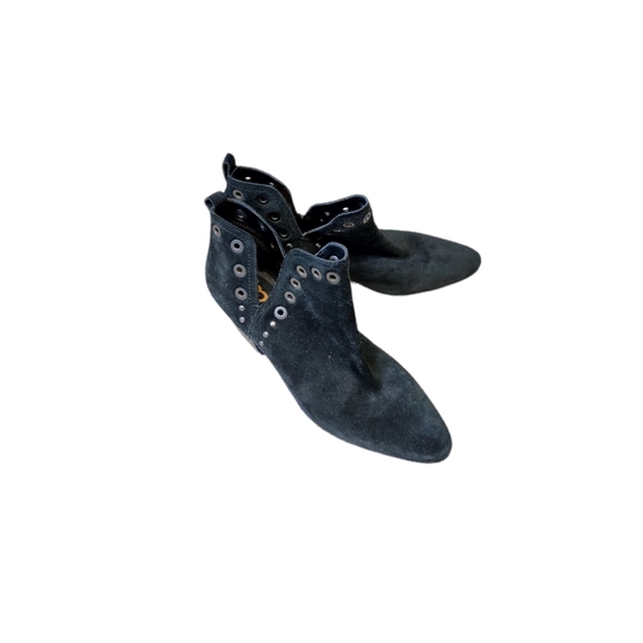 Sam Edelman "Rubin" Grommet Studded V-Cut Suede Ankle Bootie Black/Silver 11 - Picture 3 of 6
